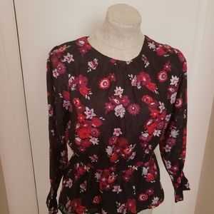 Ann Taylor floral sheer overlay top-
